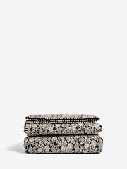 Black/White Woodblock Floral Bedspread - Image 4 of 5