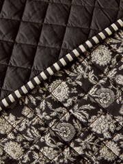 Black/White Woodblock Floral Bedspread - Image 5 of 5