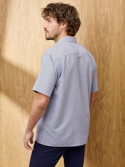 Cotton Traders Blue Check Signature Short Sleeve Easy-Iron Shirt - Image 2 of 4