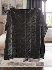 Charcoal Grey Quilted Lustre Velvet Bedspread - Image 2 of 3