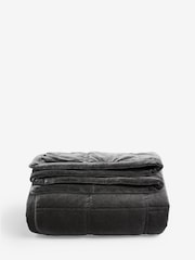 Charcoal Grey Quilted Lustre Velvet Bedspread - Image 5 of 5