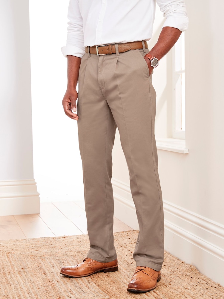 Cotton Traders Brown Pleat Front Ultimate Chino Trousers 35" - Image 2 of 2 Cotton Traders Brown Pleat Front Ultimate Chino Trousers 35" - Image 2 of 2