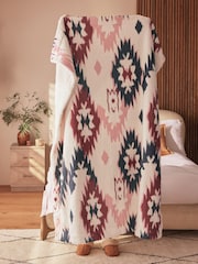 Natural Borg Aztec Print Throw - Image 3 of 6