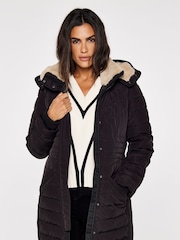 Apricot Black Longline Puffer Coat - Image 3 of 5