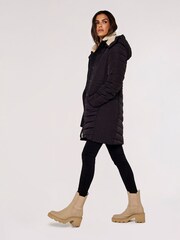 Apricot Black Longline Puffer Coat - Image 4 of 5
