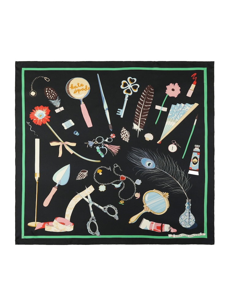Kate Spade Black Handcrafted Silk Square Scarf - Image 1 of 4