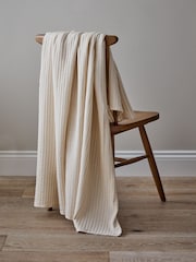 Greige Muslin Stripe 100% Cotton Throw - Image 2 of 5