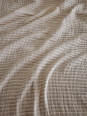 Greige Muslin Stripe 100% Cotton Throw - Image 3 of 5