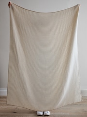 Greige Muslin Stripe 100% Cotton Throw - Image 4 of 5