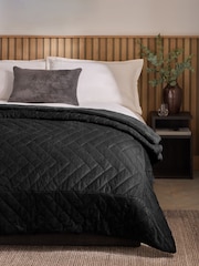 Charcoal Grey Quilted Cord Sherpa Reverse Throw - Image 1 of 4
