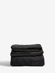 Charcoal Grey Quilted Cord Sherpa Reverse Throw - Image 4 of 4