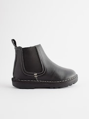 Black Wide Fit (G) Warm Lined Leather Chelsea Boots - Image 2 of 6