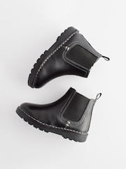 Black Wide Fit (G) Warm Lined Leather Chelsea Boots - Image 3 of 6
