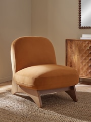 Soft Velvet Caramel Brown Alfie Accent Chair - Image 1 of 8