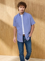 Cotton Traders Blue Signature Short Sleeve Oxford Shirt - Image 2 of 4