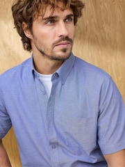 Cotton Traders Blue Signature Short Sleeve Oxford Shirt - Image 4 of 4