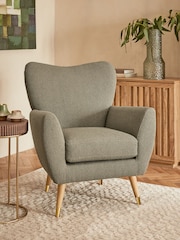 Casual Boucle Sage Green Wilson II Highback Armchair - Image 1 of 8