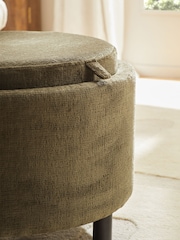 Plush Chenille Moss Green Ashton Storage Stool - Image 3 of 10