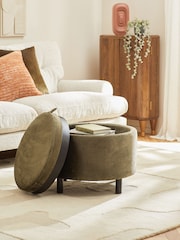 Plush Chenille Moss Green Ashton Storage Stool - Image 5 of 10