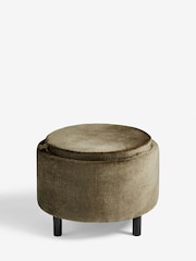 Plush Chenille Moss Green Ashton Storage Stool - Image 6 of 10