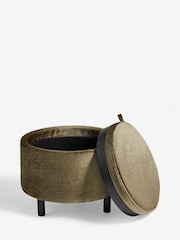 Plush Chenille Moss Green Ashton Storage Stool - Image 7 of 10