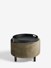 Plush Chenille Moss Green Ashton Storage Stool - Image 8 of 10