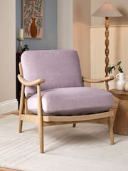 Fine Chenille Lilac Purple Hampton Wooden Accent Chair - Image 1 of 9