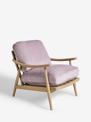 Fine Chenille Lilac Purple Hampton Wooden Accent Chair - Image 2 of 9