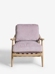 Fine Chenille Lilac Purple Hampton Wooden Accent Chair - Image 5 of 9