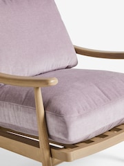 Fine Chenille Lilac Purple Hampton Wooden Accent Chair - Image 8 of 9
