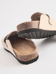 Neutral Western Buckle Suede Slip-On Clogs - Image 5 of 6