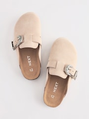 Neutral Western Buckle Suede Slip-On Clogs - Image 6 of 6