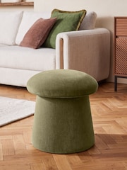 Relaxed Chenille Light Olive Green Toadstool Storage Stool - Image 1 of 7
