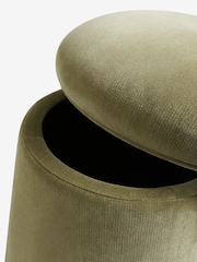 Relaxed Chenille Light Olive Green Toadstool Storage Stool - Image 6 of 7