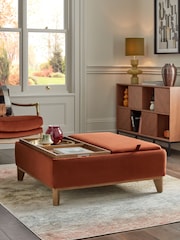 Soft Velvet Rust Brown Hayden Storage Large Coffee Table - Image 1 of 13