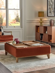 Soft Velvet Rust Brown Hayden Storage Large Coffee Table - Image 2 of 13