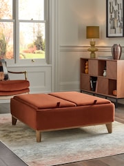Soft Velvet Rust Brown Hayden Storage Large Coffee Table - Image 3 of 13