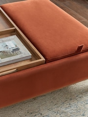 Soft Velvet Rust Brown Hayden Storage Large Coffee Table - Image 8 of 13