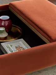 Soft Velvet Rust Brown Hayden Storage Large Coffee Table - Image 9 of 13