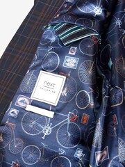 Navy/Tan Slim Fit Check Suit: Jacket - Image 10 of 10