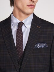 Navy/Tan Slim Fit Check Suit: Jacket - Image 4 of 10