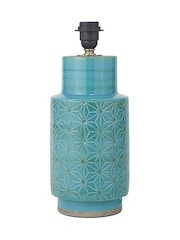 Pacific Teal Blue Sidra Aquamarine Stoneware Etch Detail Table Lamp - Image 6 of 6
