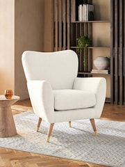 Casual Boucle Oyster Wilson II Highback Armchair - Image 1 of 9