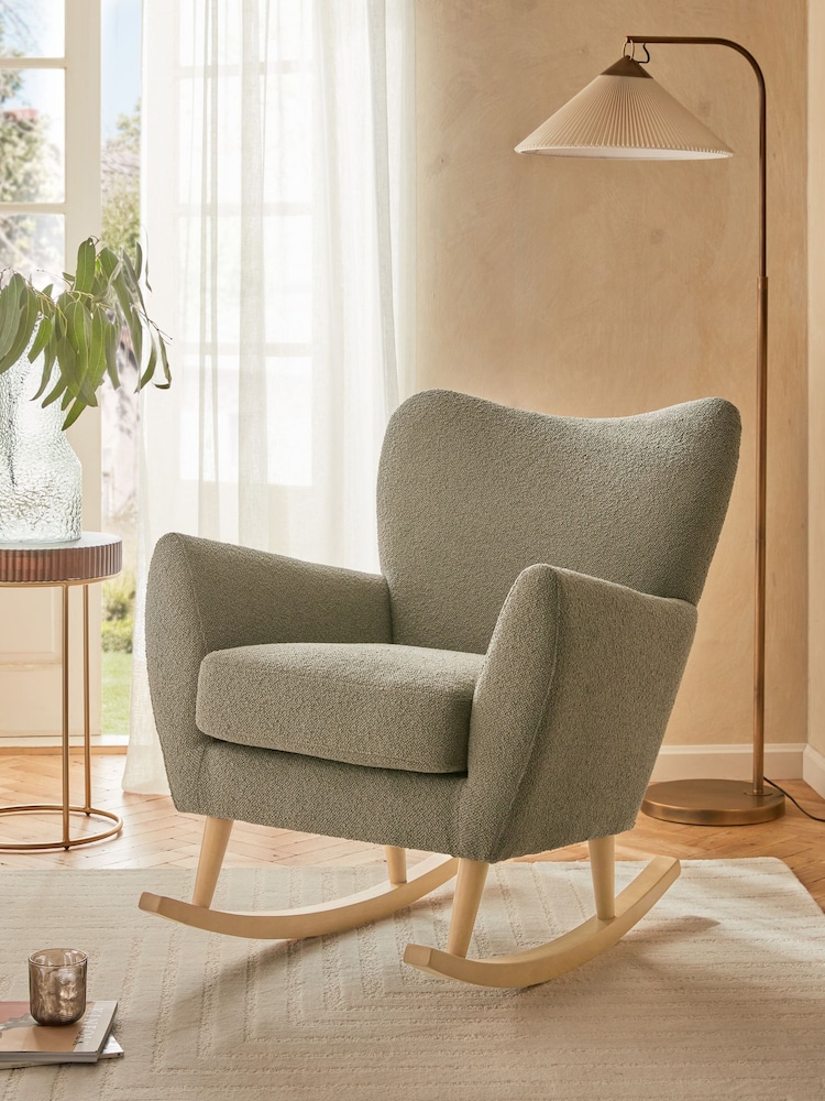 Casual Boucle Sage Green Wilson Rocking Chair - Image 1 of 8