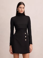 Forever New Black Bronwyn 2 in 1 Wrap Mini Dress - Image 1 of 5