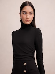 Forever New Black Bronwyn 2 in 1 Wrap Mini Dress - Image 3 of 5