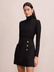 Forever New Black Bronwyn 2 in 1 Wrap Mini Dress - Image 4 of 5
