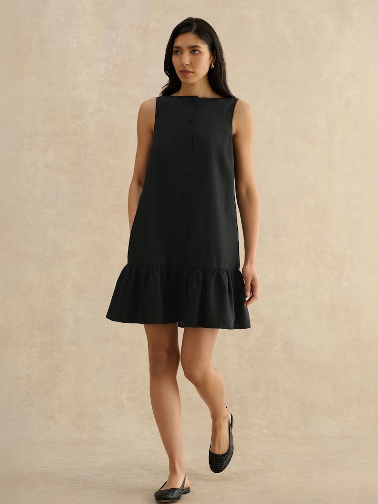 Hobbs Black Ilana Linen Dress - Image 1 of 4 Hobbs Black Ilana Linen Dress - Image 1 of 4