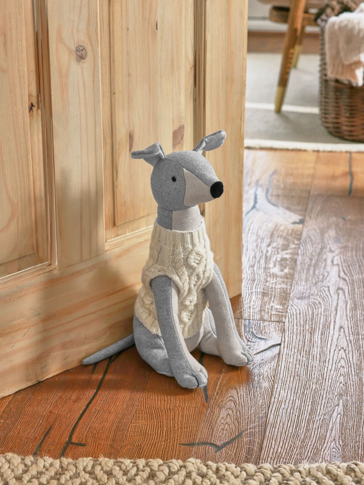 Grey Whippet Knitted Jumper Doorstop - Image 1 of 5