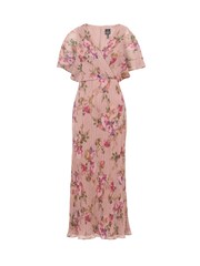 Adrianna Papell Pink Floral Metallic Crinkle Dress - Image 6 of 6